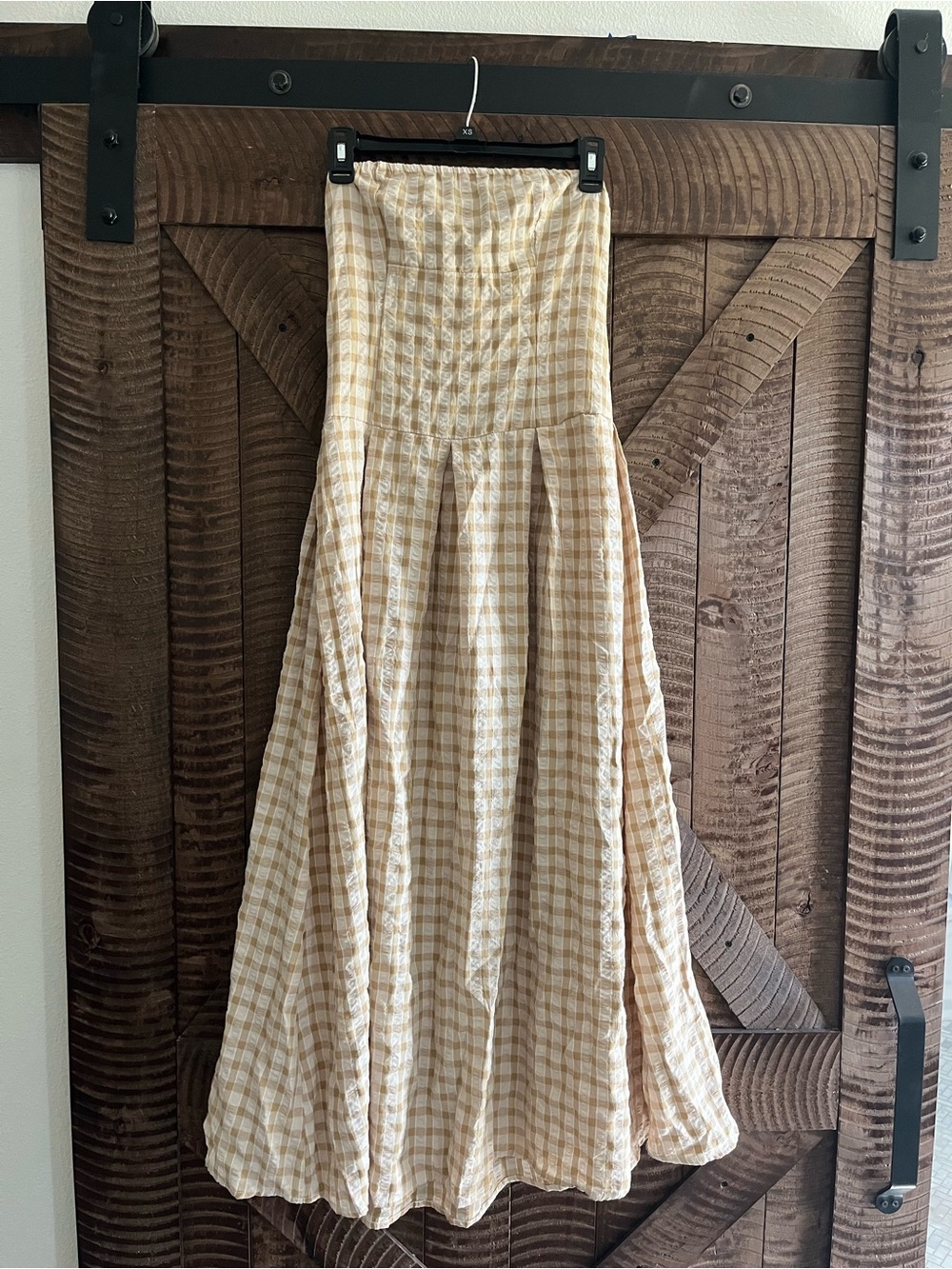 Beige/ Yellow / White Gingham Maxi Dress